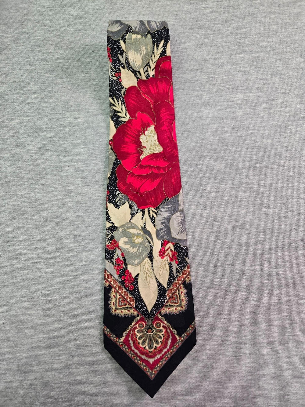 Vtg Monterey County-by-the-Sea Tie Mens Multicolor Floral Silk Necktie USA
